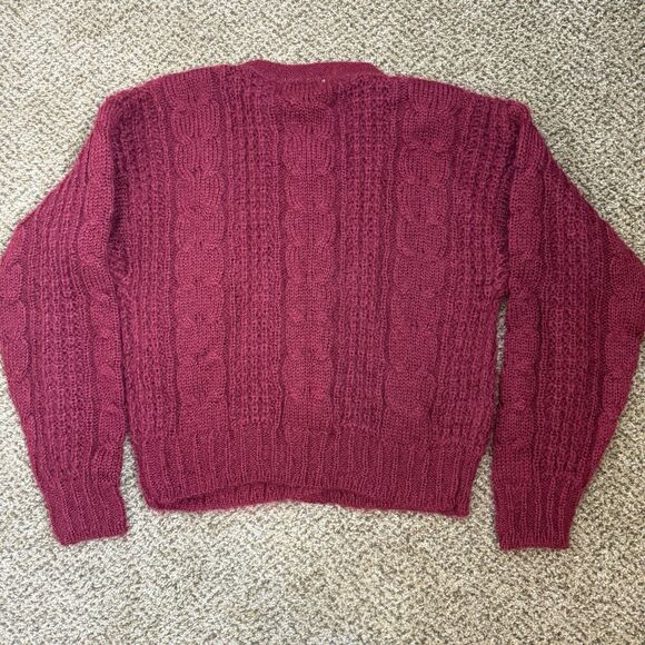 Vintage Forenza Cardigan Sweater Size Medium Berry Red Mohair Blend Gold Buttons - Picture 8 of 8